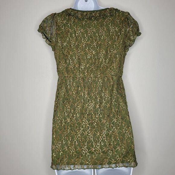 Studio Y y2k green textured ruffle fairy Renaissance woodsy top size medium - Picture 2 of 6